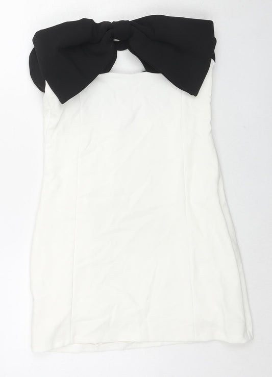 Zara Womens White Polyester Mini Size M Sweetheart Zip - Strapless