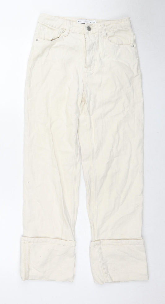 Warehouse Womens Beige Cotton Tapered Jeans Size 6 L26 in Regular Zip