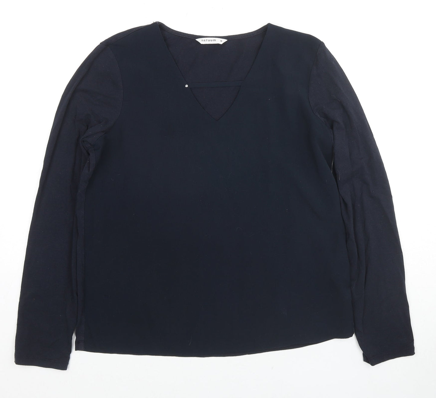Tatuum Womens Blue Cotton Basic Blouse Size M V-Neck
