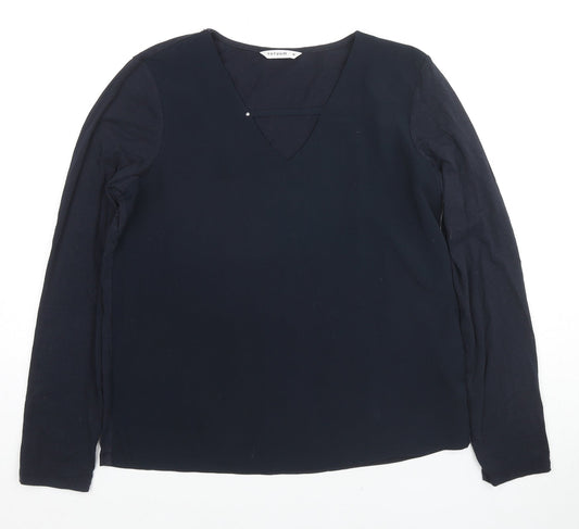Tatuum Womens Blue Cotton Basic Blouse Size M V-Neck