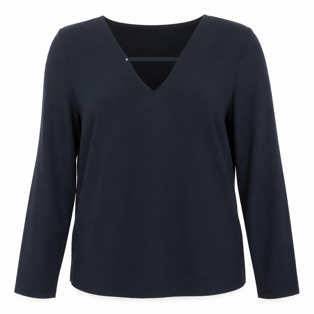 Tatuum Womens Blue Cotton Basic Blouse Size M V-Neck