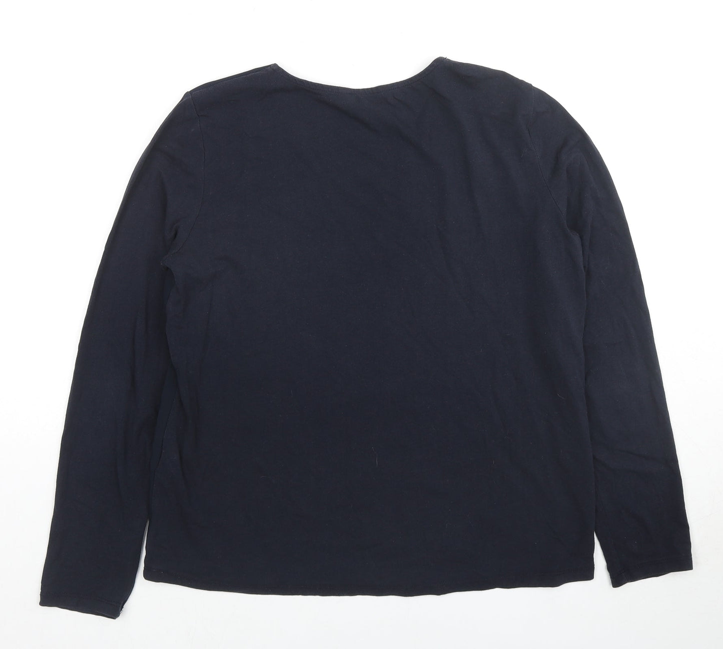 Tatuum Womens Blue Cotton Basic Blouse Size M V-Neck