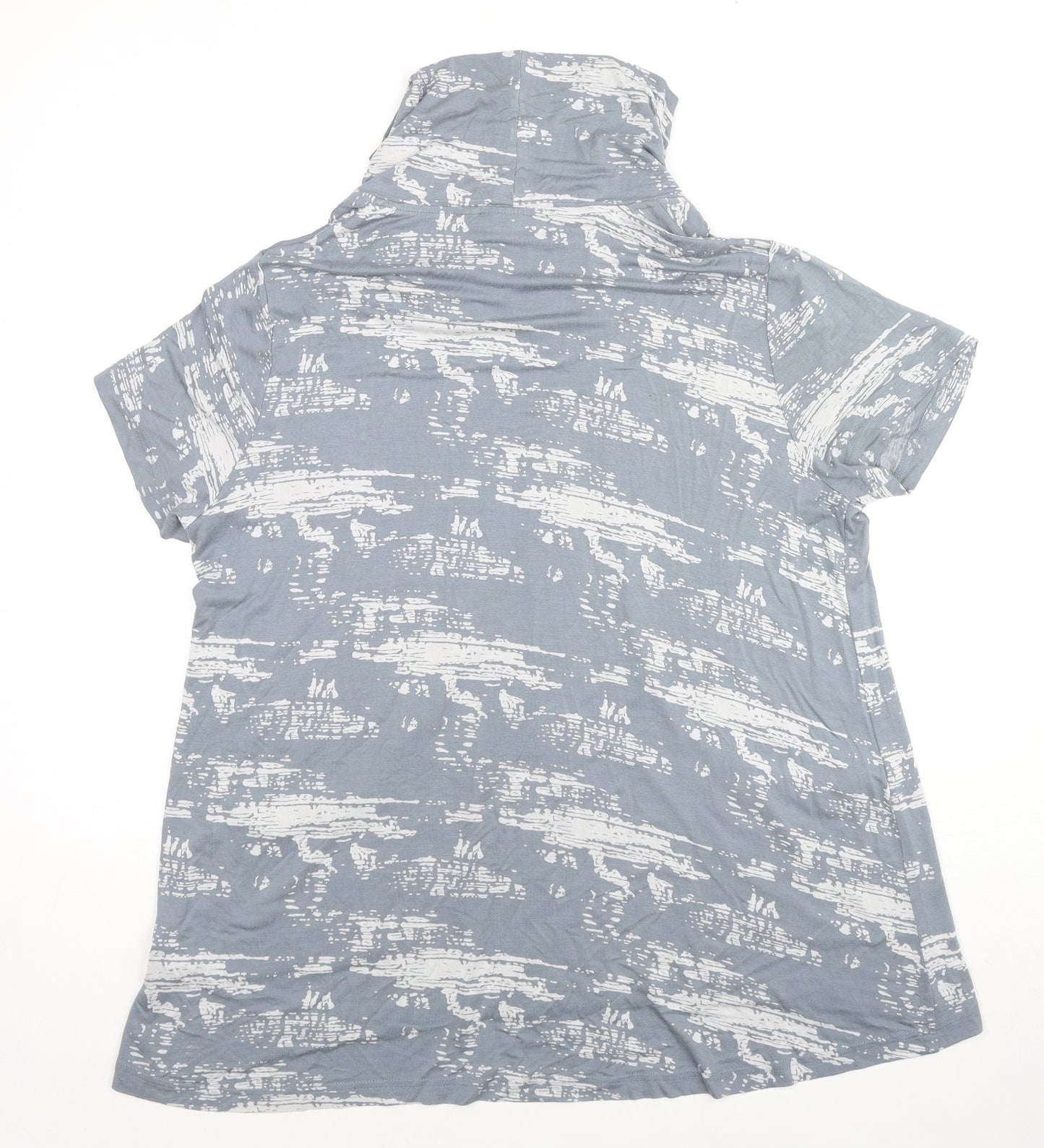 Tara Clothing Womens Grey Geometric Viscose Basic T-Shirt Size M Cowl Neck - Size M/L