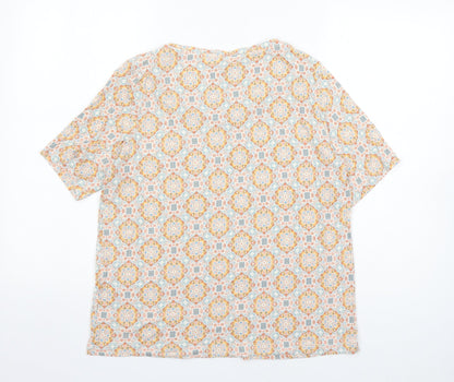 Classics Womens Multicoloured Geometric Viscose Basic T-Shirt Size 14 Round Neck