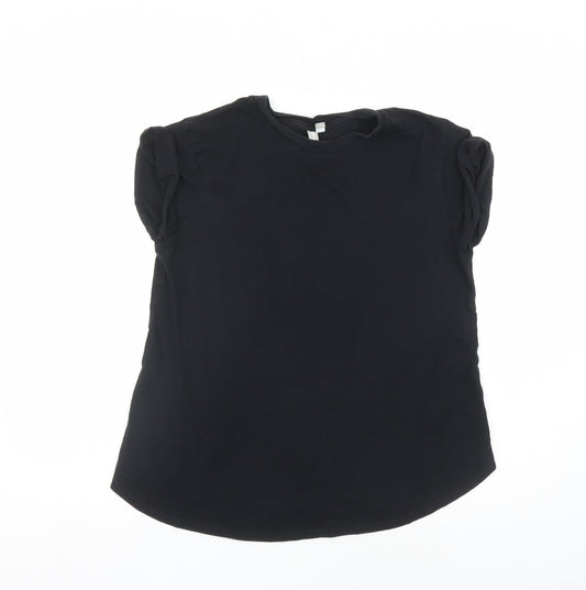 ASOS Womens Black Polyester Basic T-Shirt Size 10 Round Neck