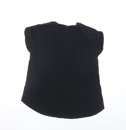Back view of ASOS women’s black polyester basic t-shirt, size UK 10, round neck