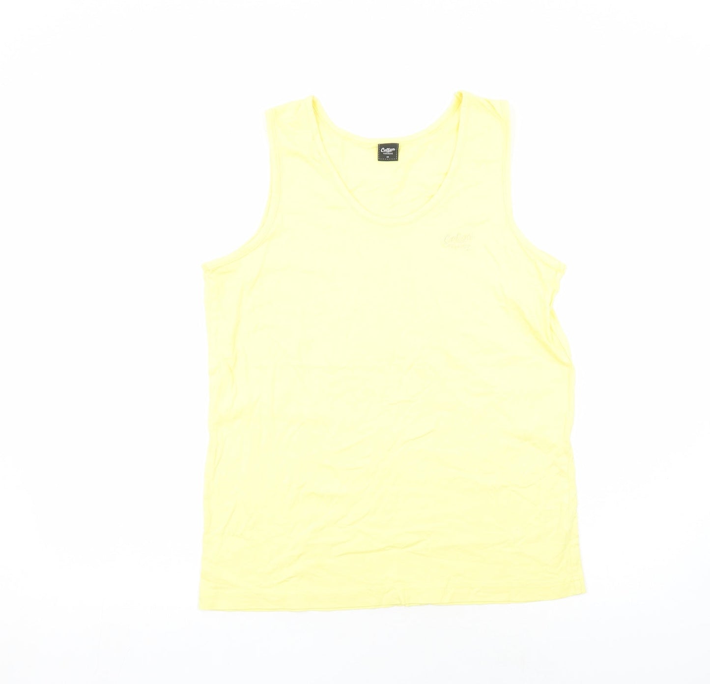 Cotton Traders Womens Yellow Cotton Basic T-Shirt Size M Scoop Neck