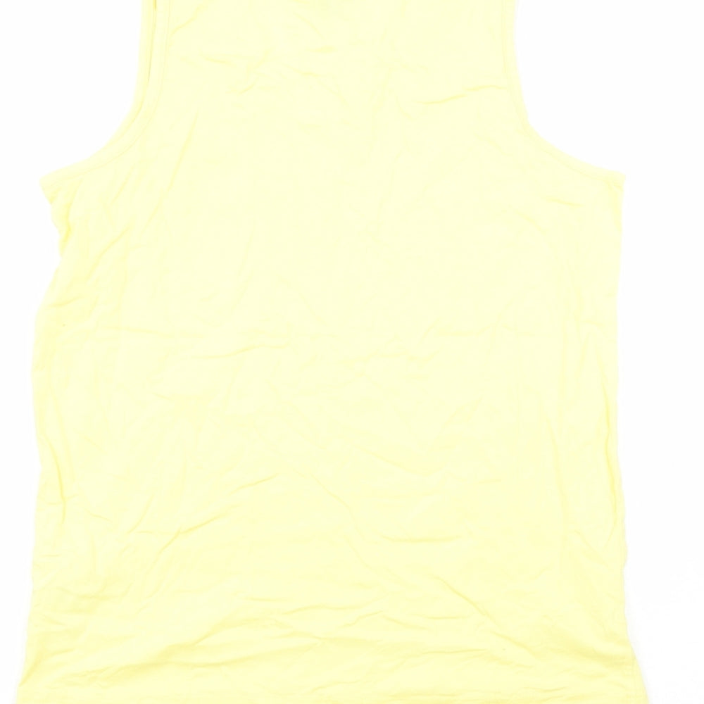 Cotton Traders Womens Yellow Cotton Basic T-Shirt Size M Scoop Neck