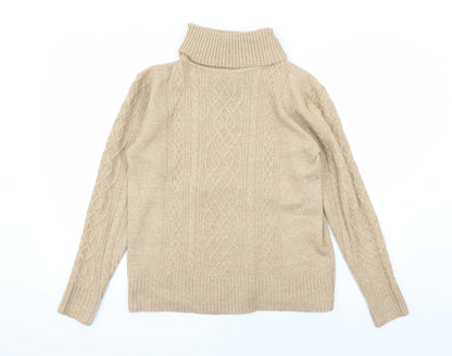 Additional front view of C&A women’s brown roll neck acrylic jumper, size L