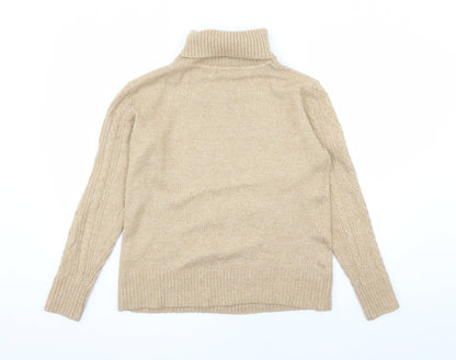 Back view of C&A women’s brown roll neck acrylic jumper, size L