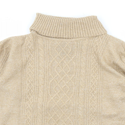 Close-up detail of C&A women’s brown roll neck acrylic jumper, size L