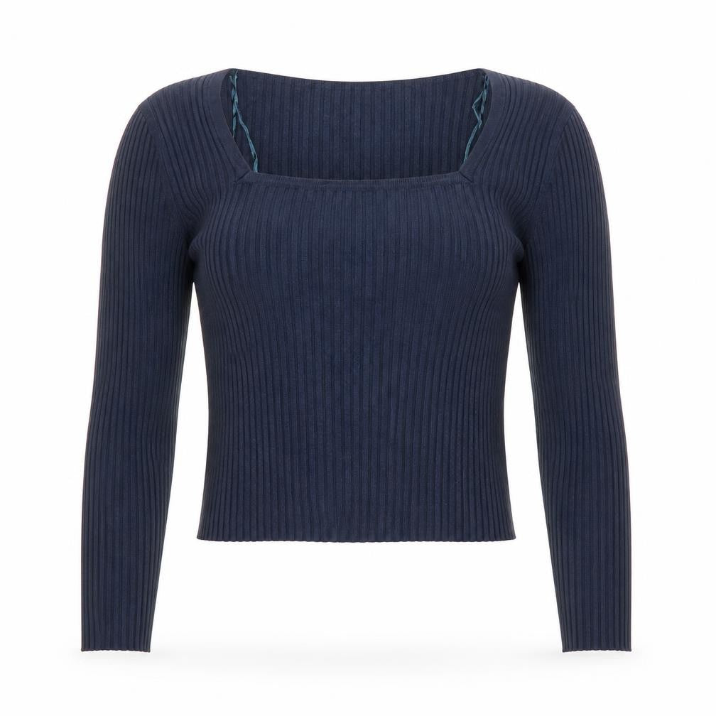 Threadbare Womens Blue Viscose Cropped T-Shirt Size 12 Square Neck
