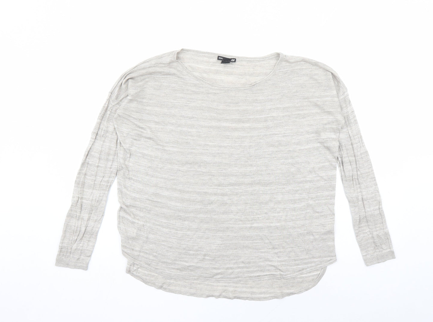 H&M Womens Beige Boat Neck Acrylic Pullover Jumper Size M
