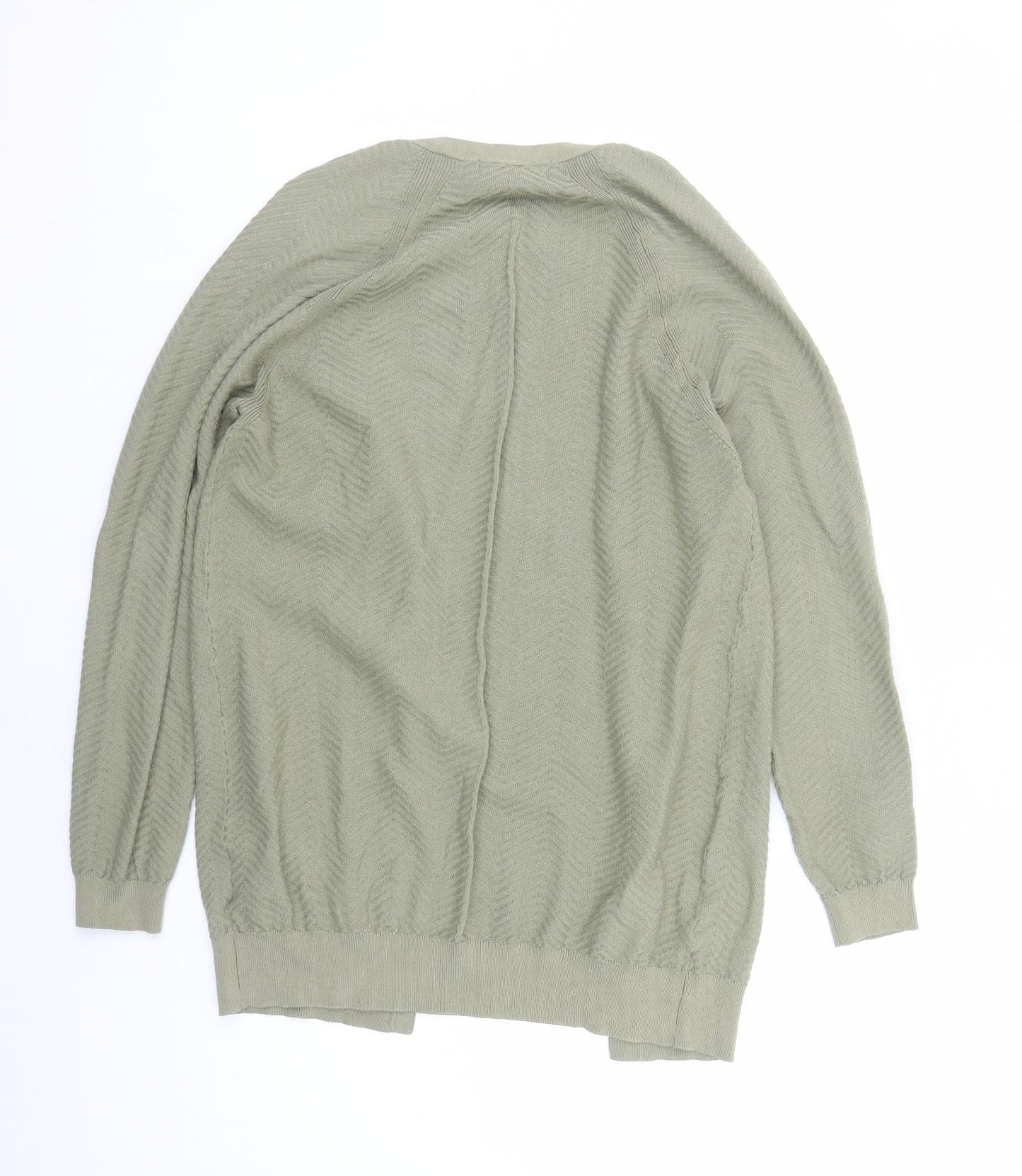 Marks and Spencer Womens Green V-Neck Geometric Cotton Cardigan Jumper Size S