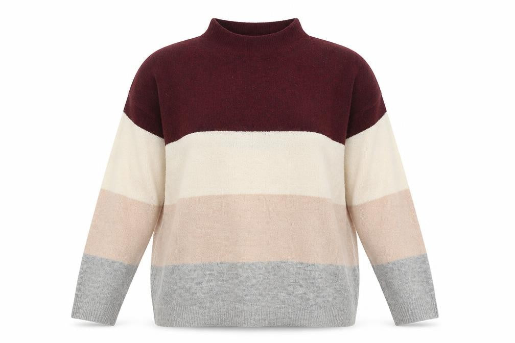 Brave Soul Womens Multicoloured Mock Neck Acrylic Pullover Jumper Size 14