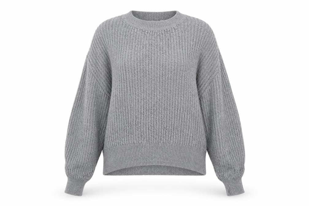 H&M Womens Grey Round Neck Acrylic Pullover Jumper Size XS