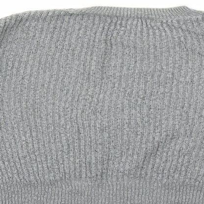 H&M Womens Grey Round Neck Acrylic Pullover Jumper Size XS