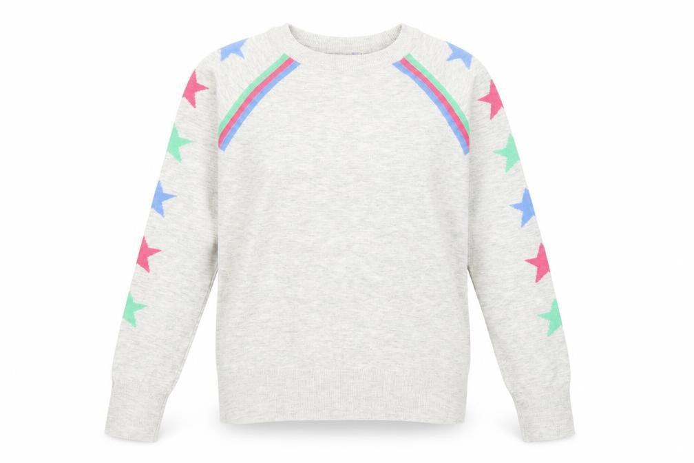 M&Co Womens Grey Round Neck Viscose Pullover Jumper Size 8 - Star detail