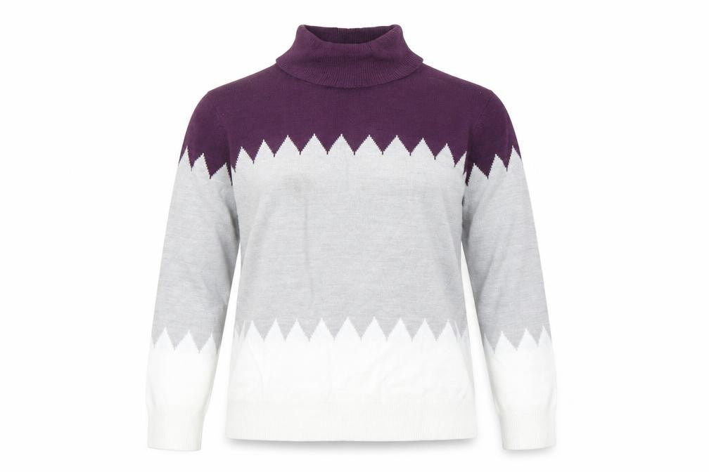 Marks & Spencer Womens Multicoloured Roll Neck Acrylic Pullover Jumper Size 8