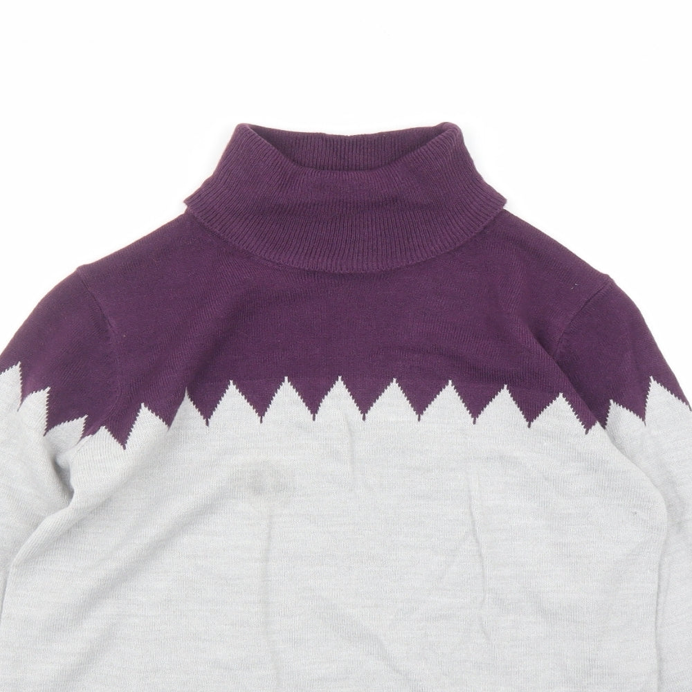 Marks and Spencer Womens Multicoloured Roll Neck Acrylic Pullover Jumper Size 8