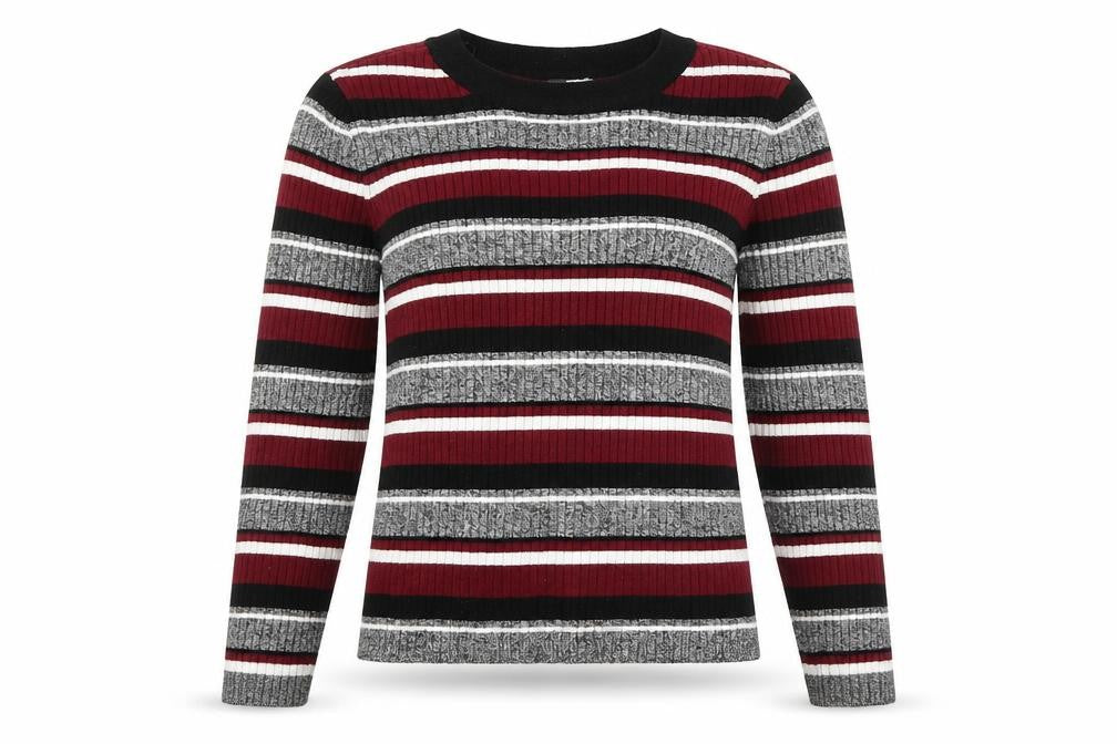 Divided by H&M Womens Multicoloured Round Neck Striped Viscose Pullover Jumper Size M