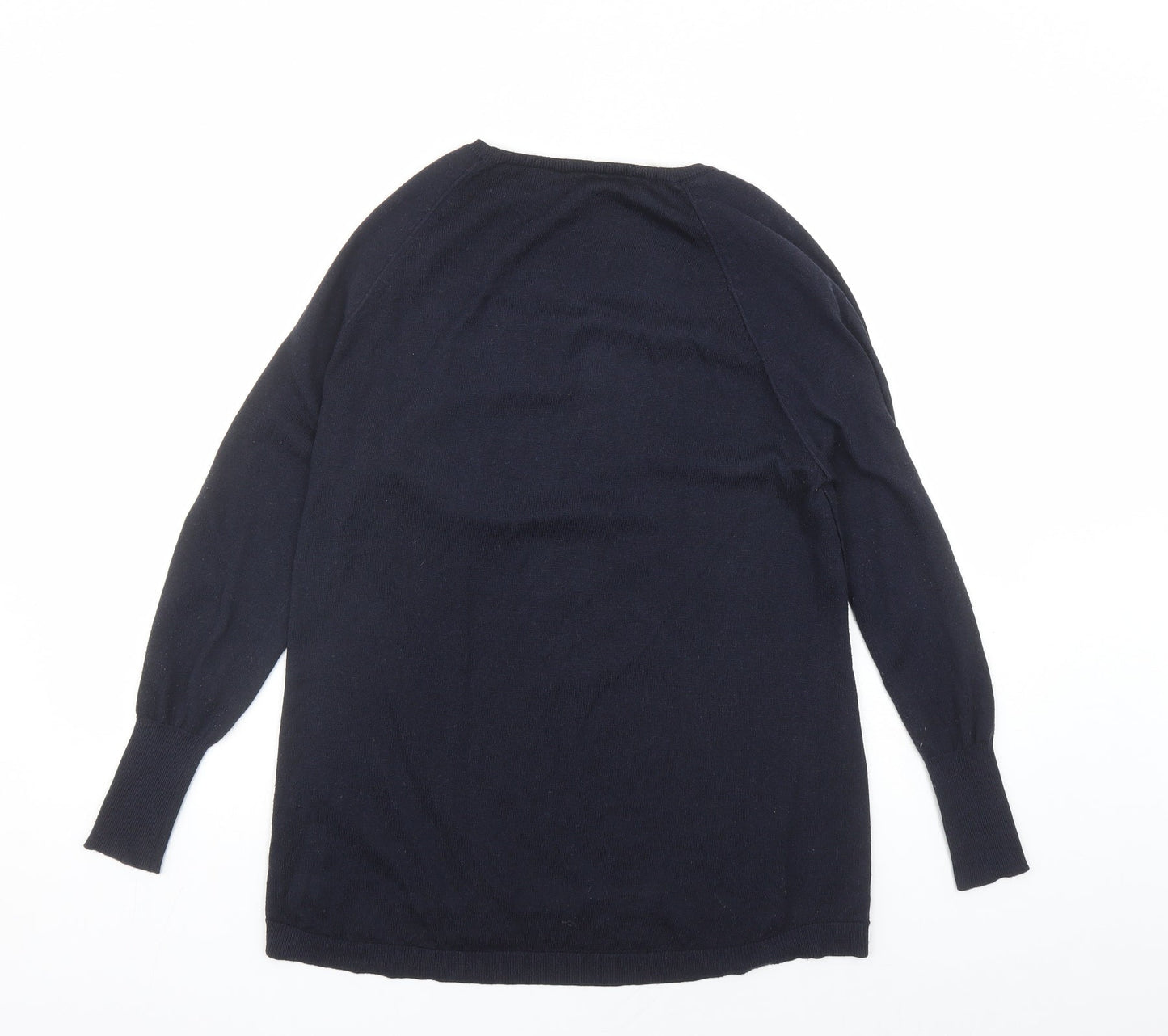 Oasis Womens Blue Round Neck Acrylic Pullover Jumper Size M - Rhinestone Detail
