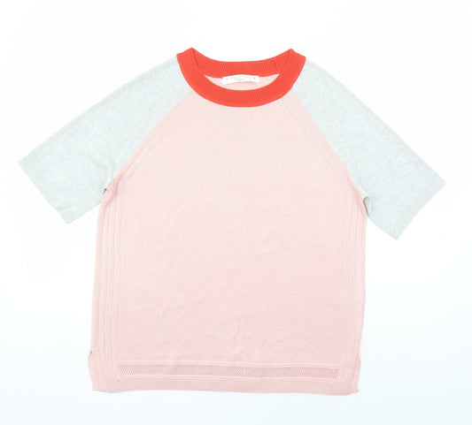 NEXT Womens Pink Round Neck Viscose Pullover Jumper Size 14