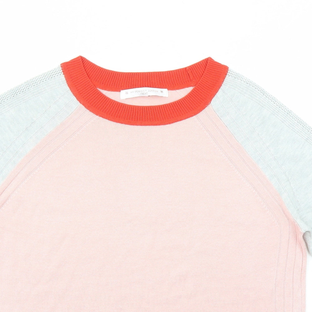 NEXT Womens Pink Round Neck Viscose Pullover Jumper Size 14