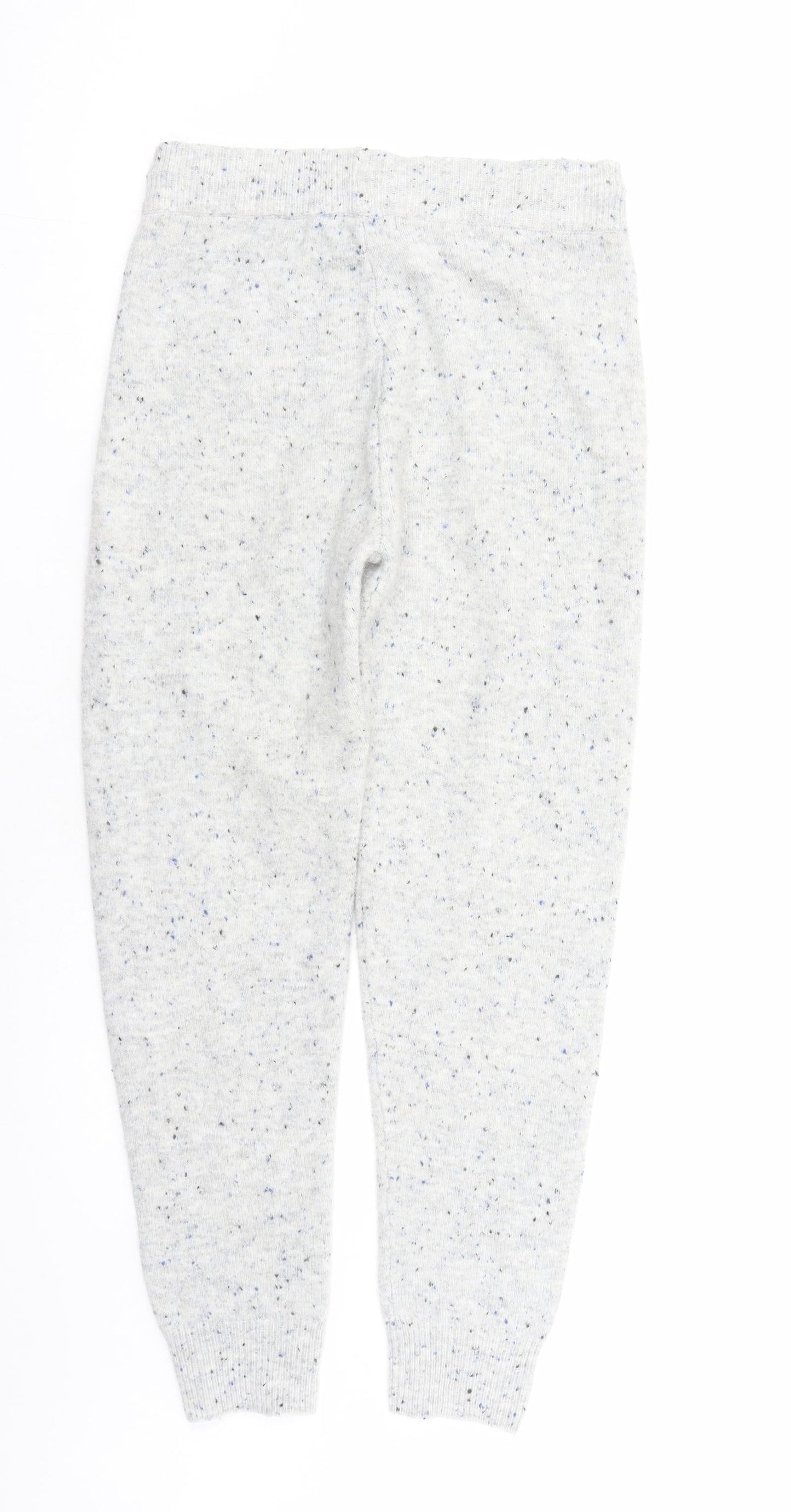 Marks and Spencer Womens Grey Acrylic Trousers Size S L27 in Regular - Elastic Waist