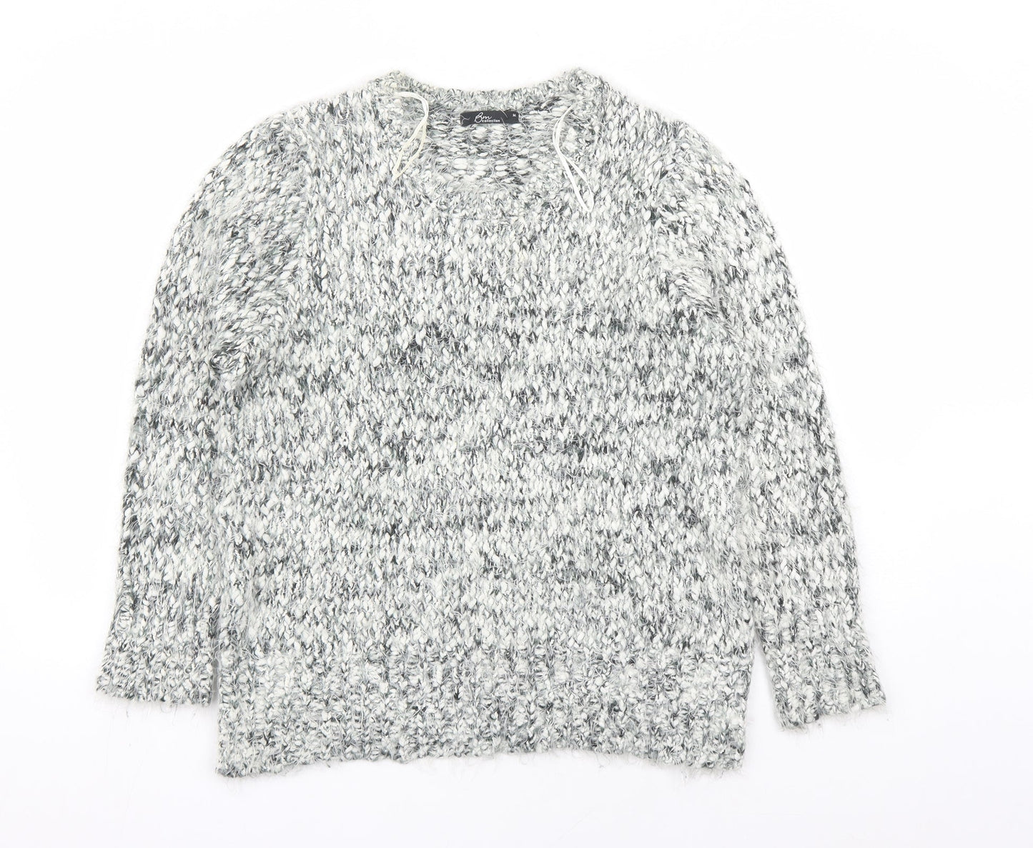 Bonmarché Womens Grey Round Neck Polyester Pullover Jumper Size M