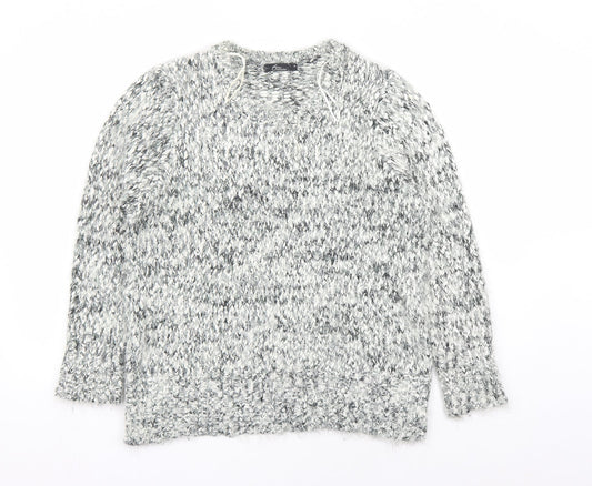 Bonmarché Womens Grey Round Neck Polyester Pullover Jumper Size M