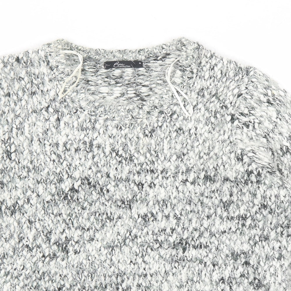 Bonmarché Womens Grey Round Neck Polyester Pullover Jumper Size M