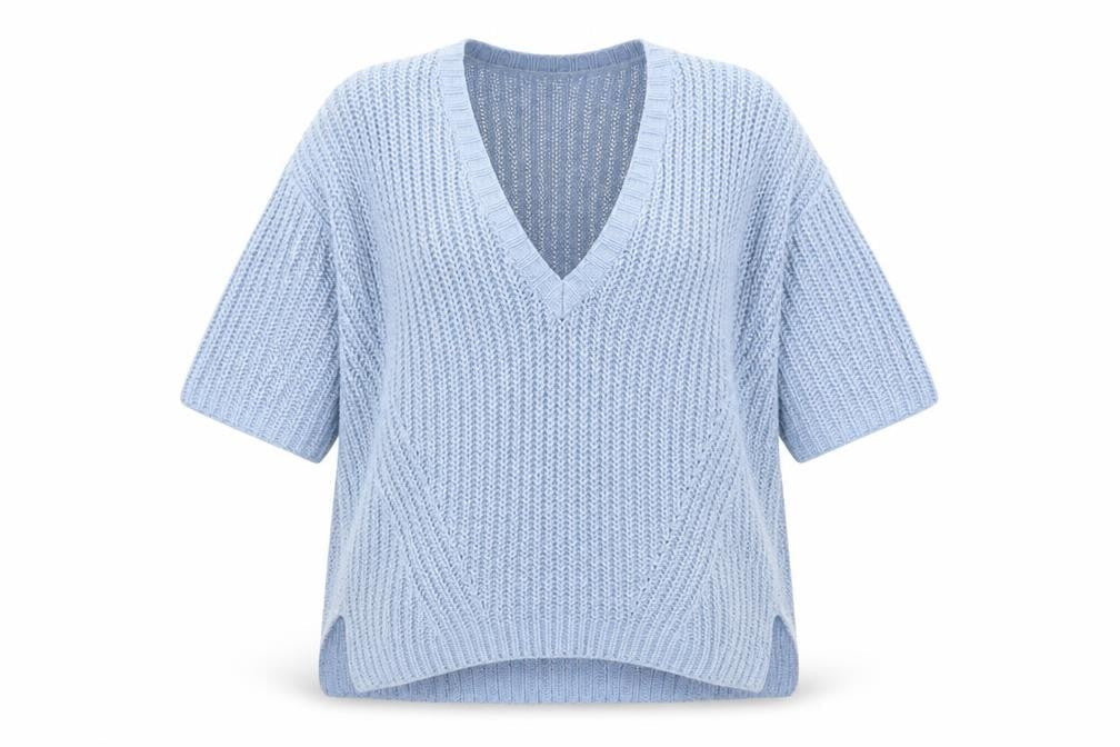 Warehouse Womens Blue V-Neck Acrylic Pullover Jumper Size L