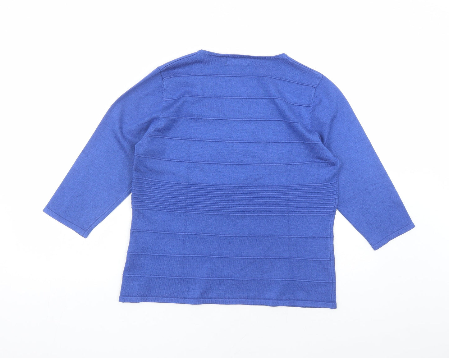 Alexara Womens Blue Square Neck Viscose Pullover Jumper Size L