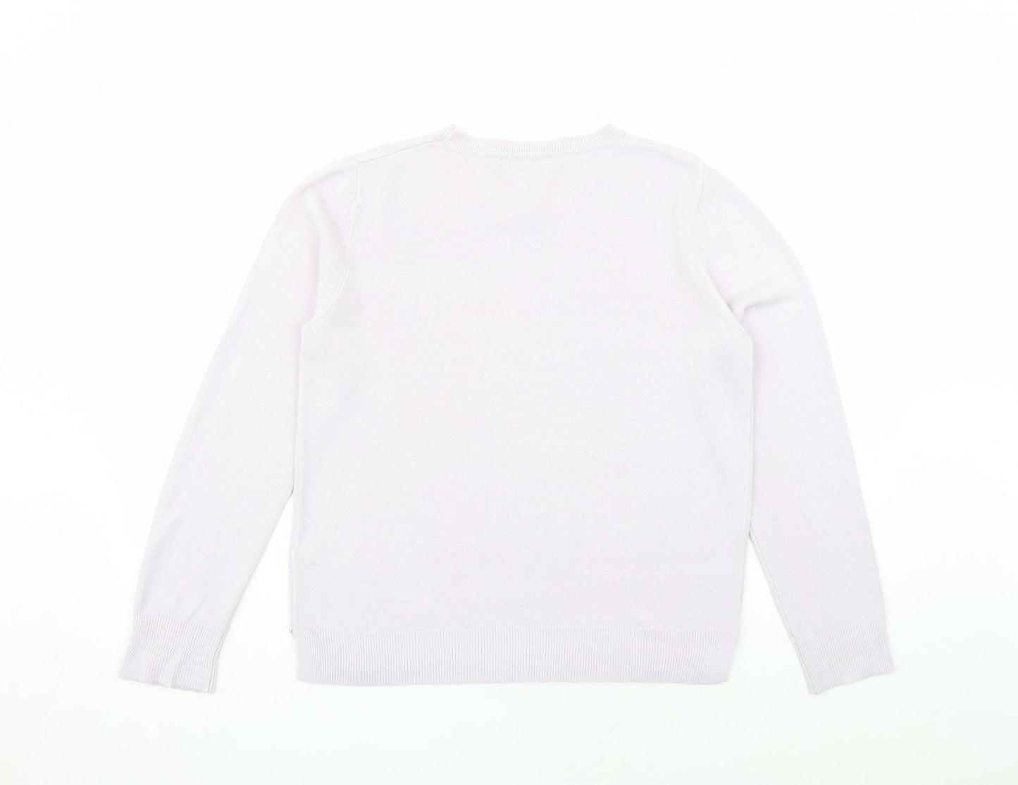 Marks and Spencer Womens Purple Round Neck Acrylic Pullover Jumper Size 14
