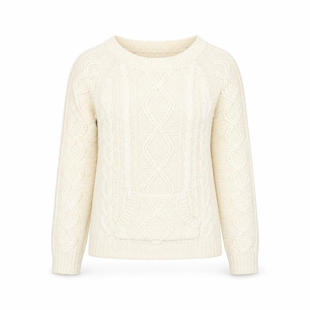 Jennyfer Womens Ivory Round Neck Acrylic Pullover Jumper Size XS