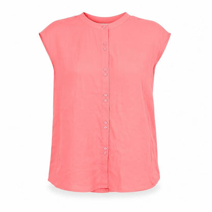 Warehouse Womens Pink Polyester Basic Button-Up Size 10 Round Neck