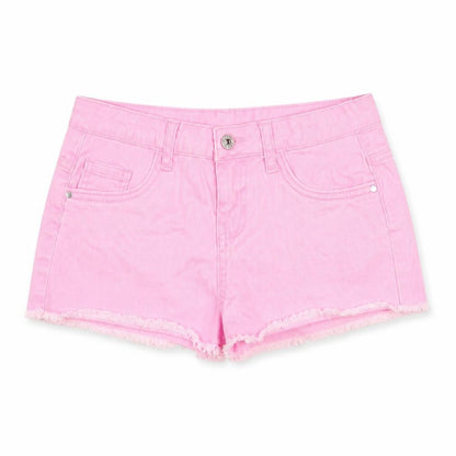 denim365 Girls Pink 100% Cotton Cut-Off Shorts Size 8-9 Years Regular Zip