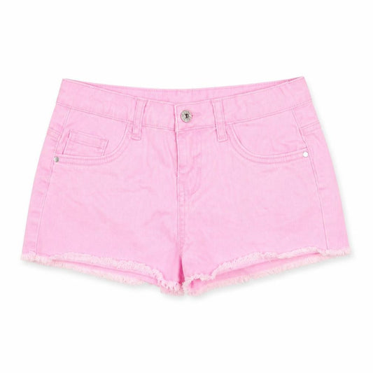 denim365 Girls Pink 100% Cotton Cut-Off Shorts Size 8-9 Years Regular Zip