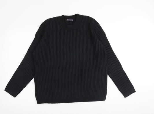 Marks and Spencer Womens Black Round Neck Polyester Pullover Jumper Size M