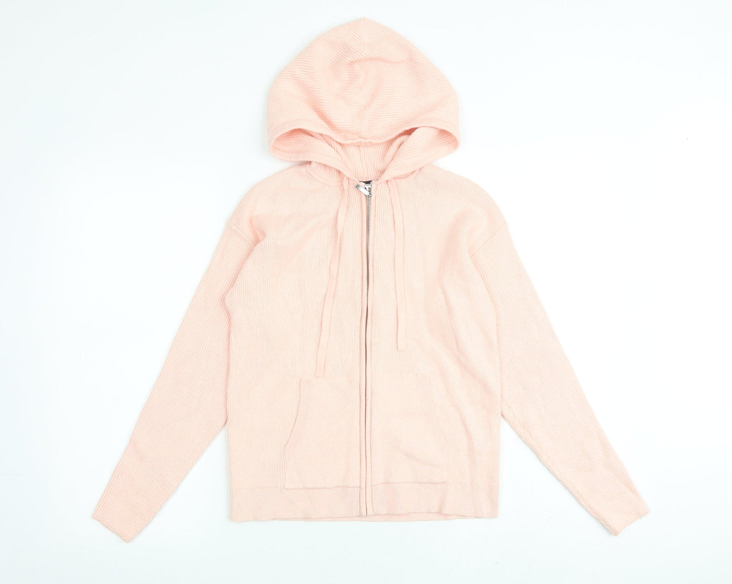 Marks and Spencer Womens Pink Round Neck Acrylic Full Zip Jumper Size S