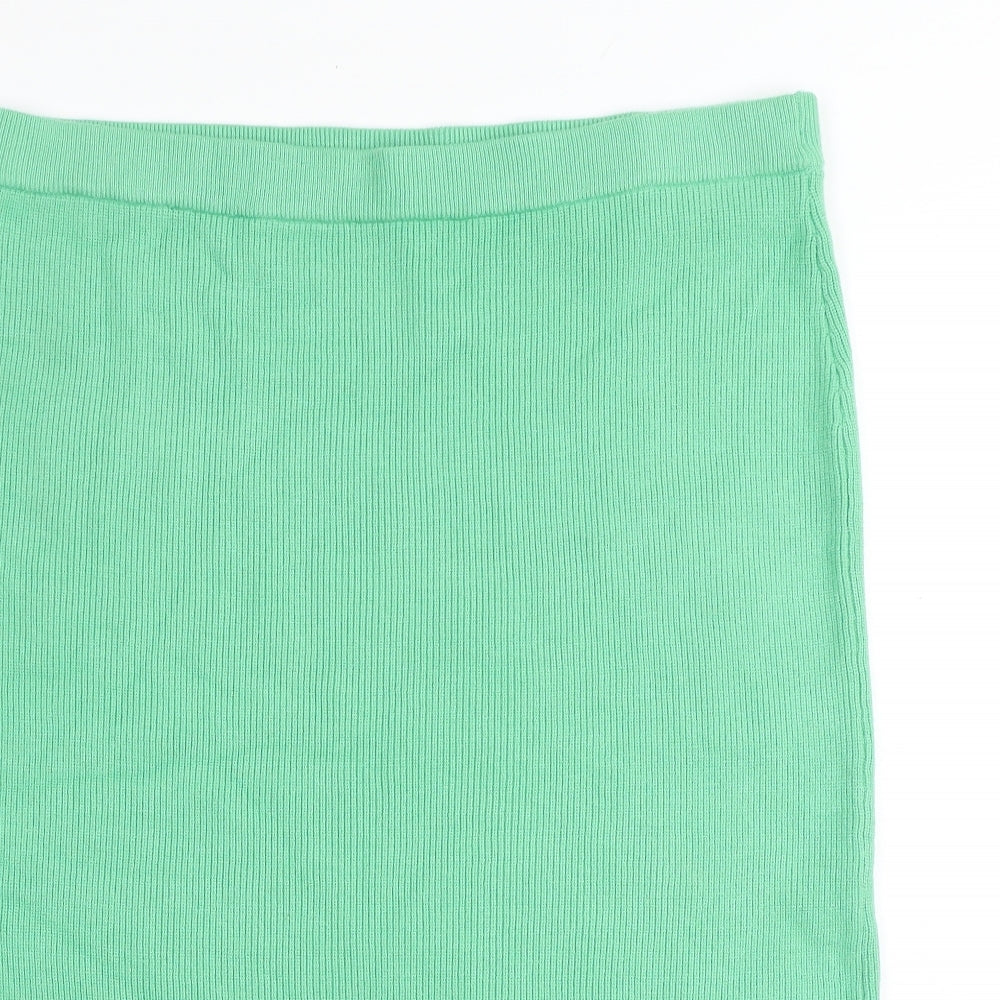 Marks and Spencer Womens Green Viscose Straight & Pencil Skirt Size XL