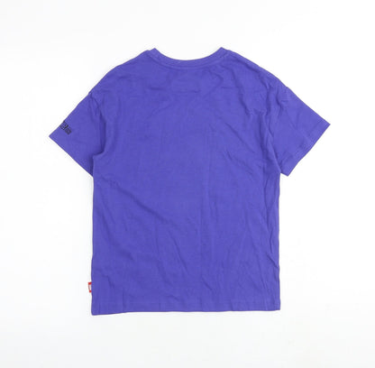 Preloved Marks and Spencer Boys Purple Cotton Basic T-Shirt Size 8-9 Years Round Neck Pullover - Back