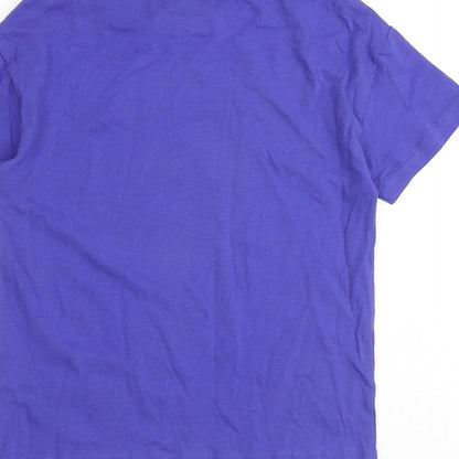 Preloved Marks and Spencer Boys Purple Cotton Basic T-Shirt Size 8-9 Years Round Neck Pullover - Label