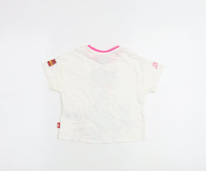 Back view of Marks & Spencer girls’ white cotton basic t-shirt, size 2-3, years round neck pullover