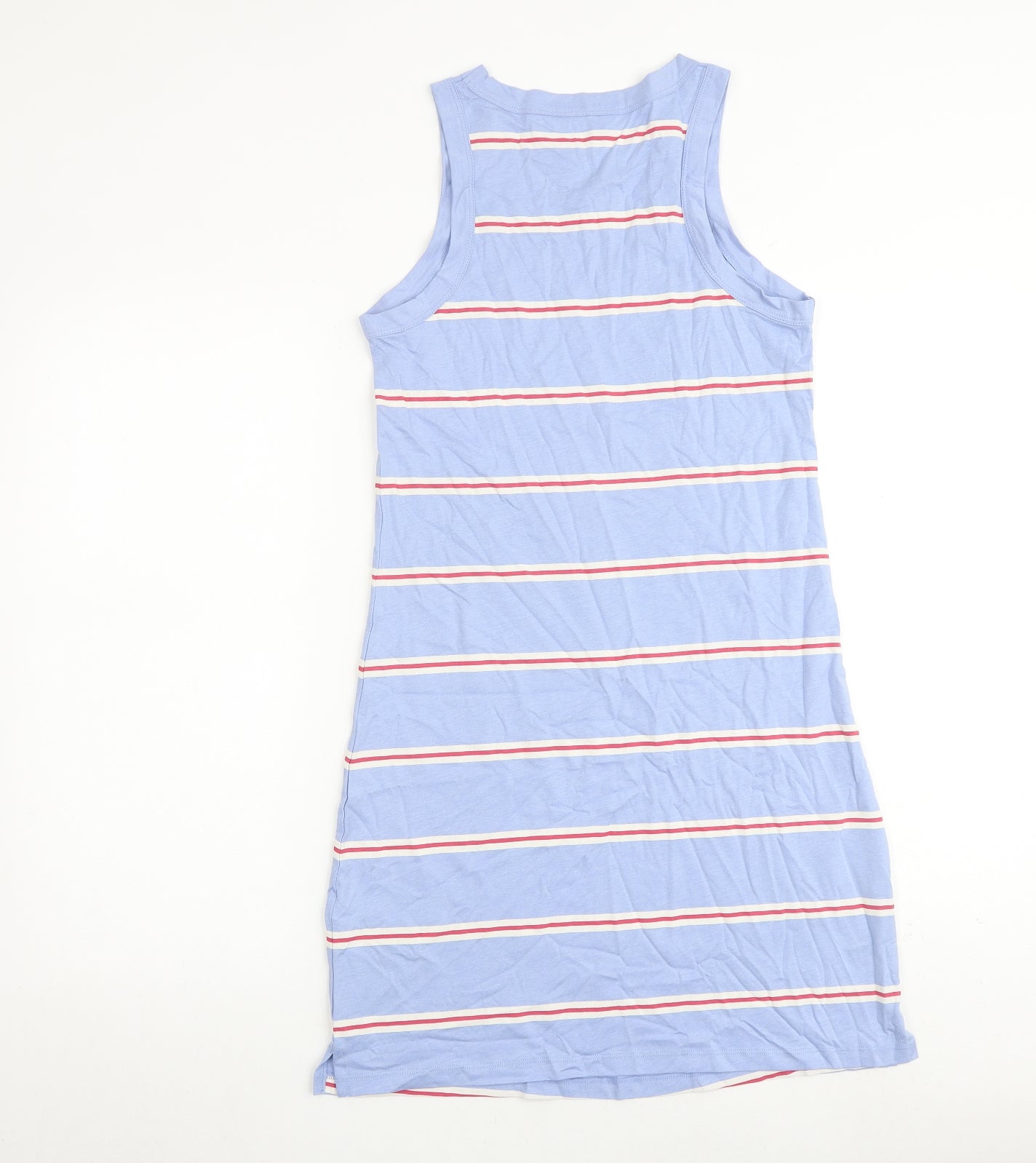 Marks and Spencer Womens Blue Striped Cotton A-Line Size S Round Neck Pullover