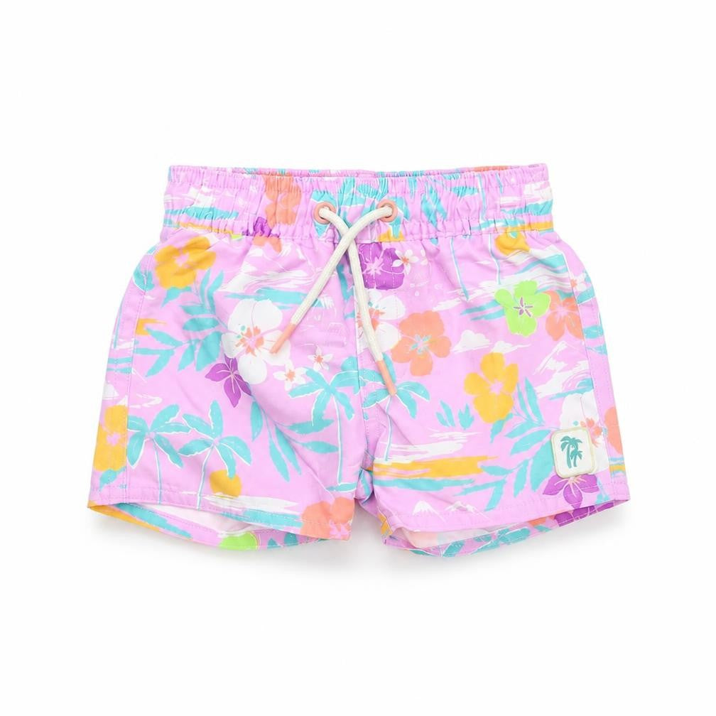 Marks & Spencer Baby Purple Floral Polyester Cropped Trousers Size 3-6 Months Drawstring - Shorts