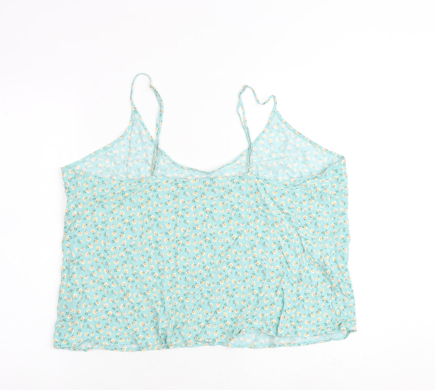 Marks and Spencer Womens Green Floral Viscose Camisole Tank Size 22 V-Neck