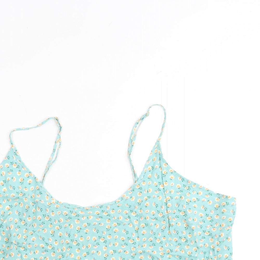 Marks and Spencer Womens Green Floral Viscose Camisole Tank Size 22 V-Neck