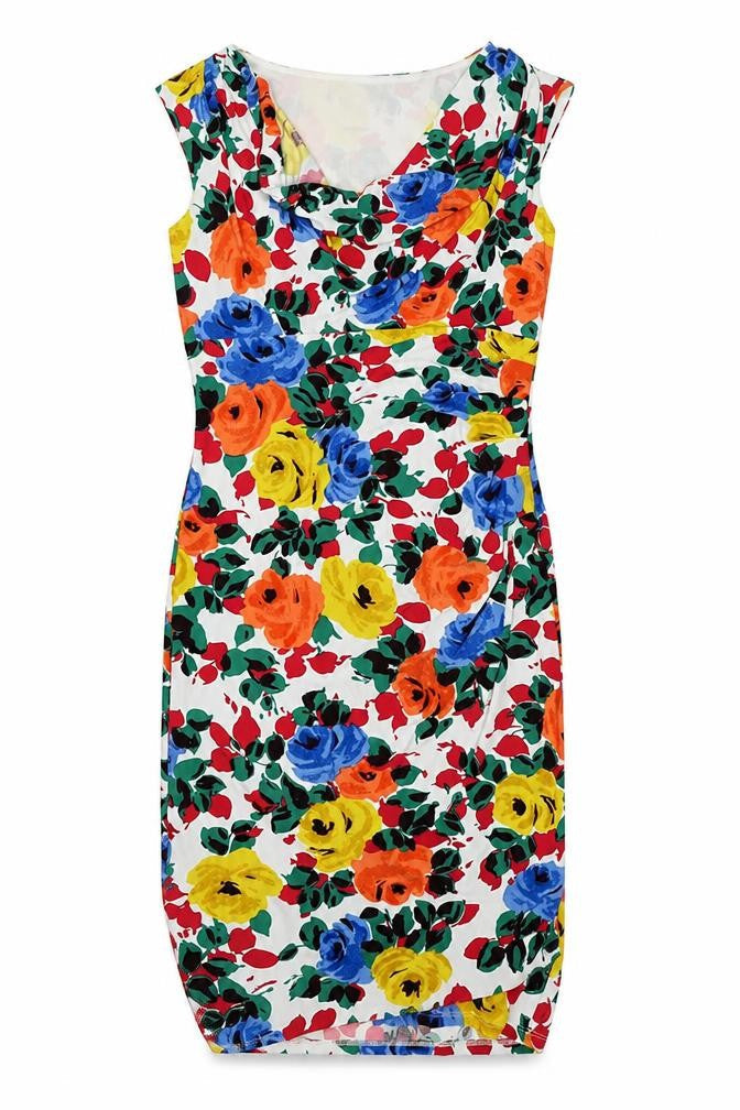 Phase Eight Womens Multicoloured Floral Polyester Pencil Dress Size 10 Cowl Neck Pullover